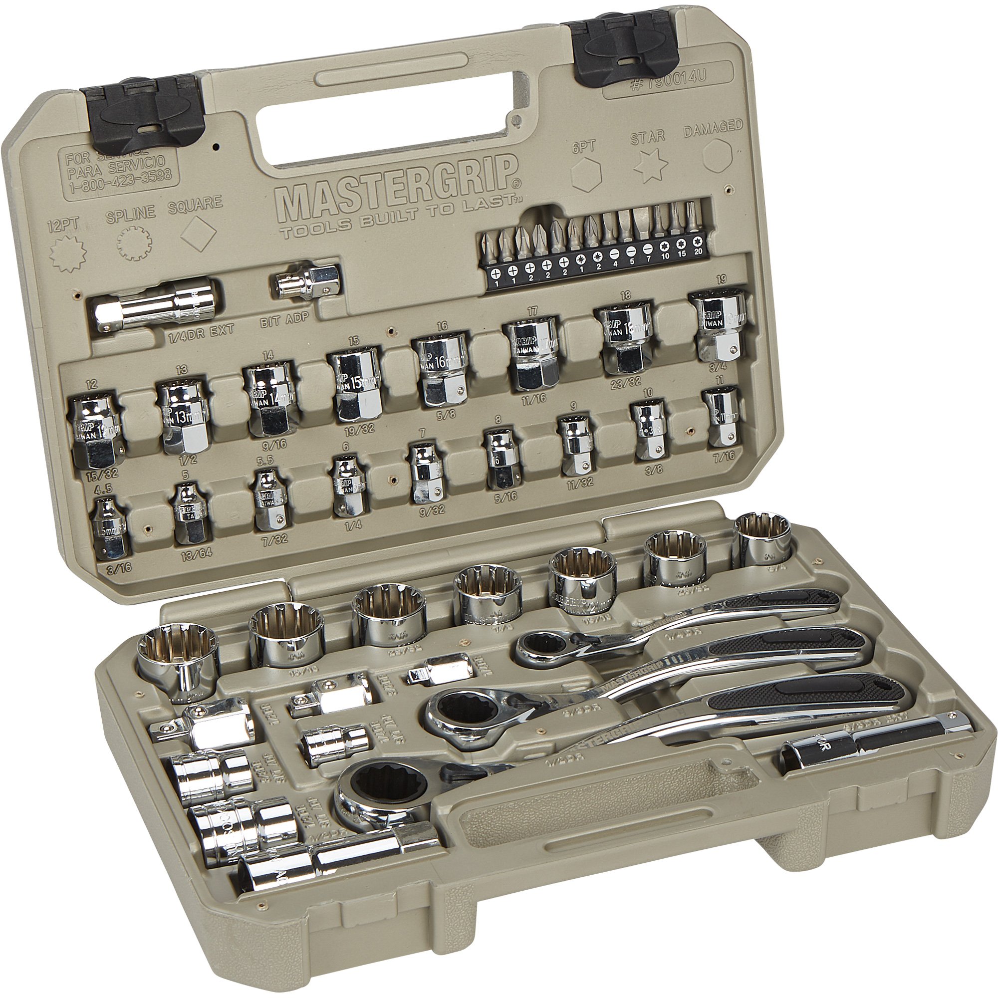 Mastergrip Universal Pass-Thru Ratchet and Socket Set — 50-Pc., Model# 55315